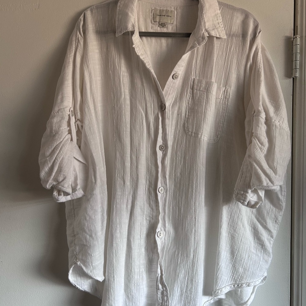 White Cover Up Button Down Shirt